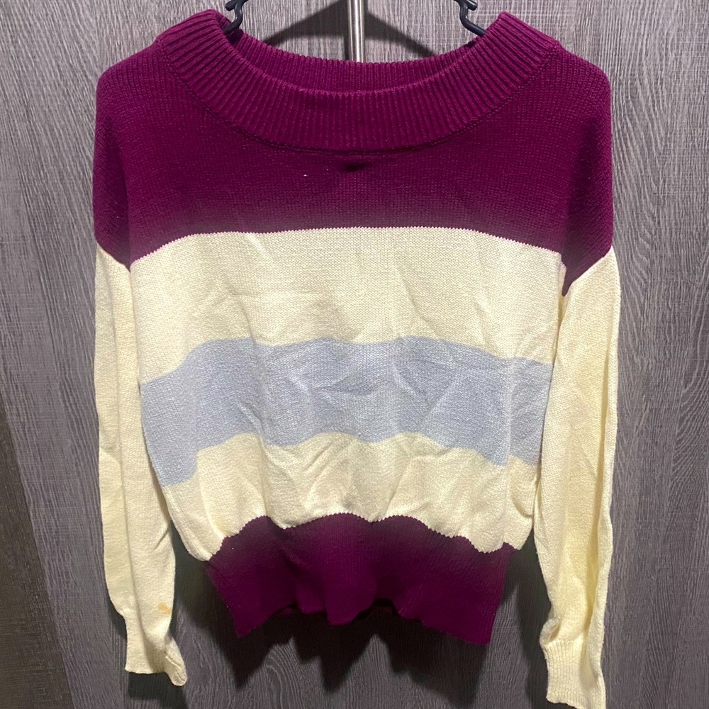 Cream and violet sweater